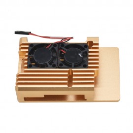 Golden Metal Alloy Aluminum Case Enclosure with Cooling Fan for 3B+