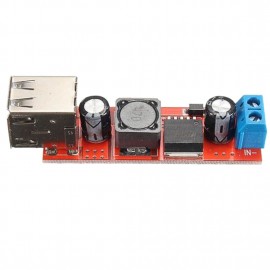 LDTR-WG0257 Dual USB 9V / 12V / 24V / 36V to 5V Converter DC-DC 3A Step Down Power Module (Red)