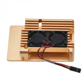 Golden Metal Alloy Aluminum Case Enclosure with Cooling Fan for 3B+